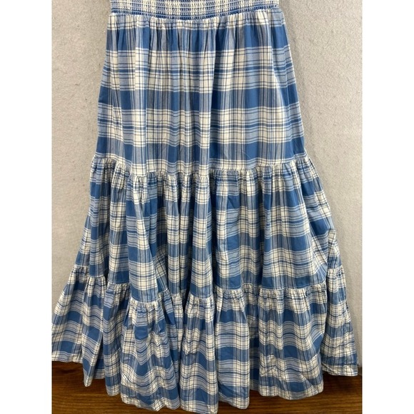 New Polo Ralph Lauren Dress Sz 6 Blue Plaid Smocked Halter Tiered Midi Cotton - Picture 4 of 13